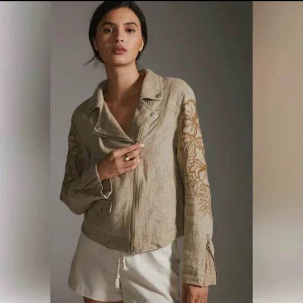 Anthropologie Tessa Embroidered Boyfriemd Jacket